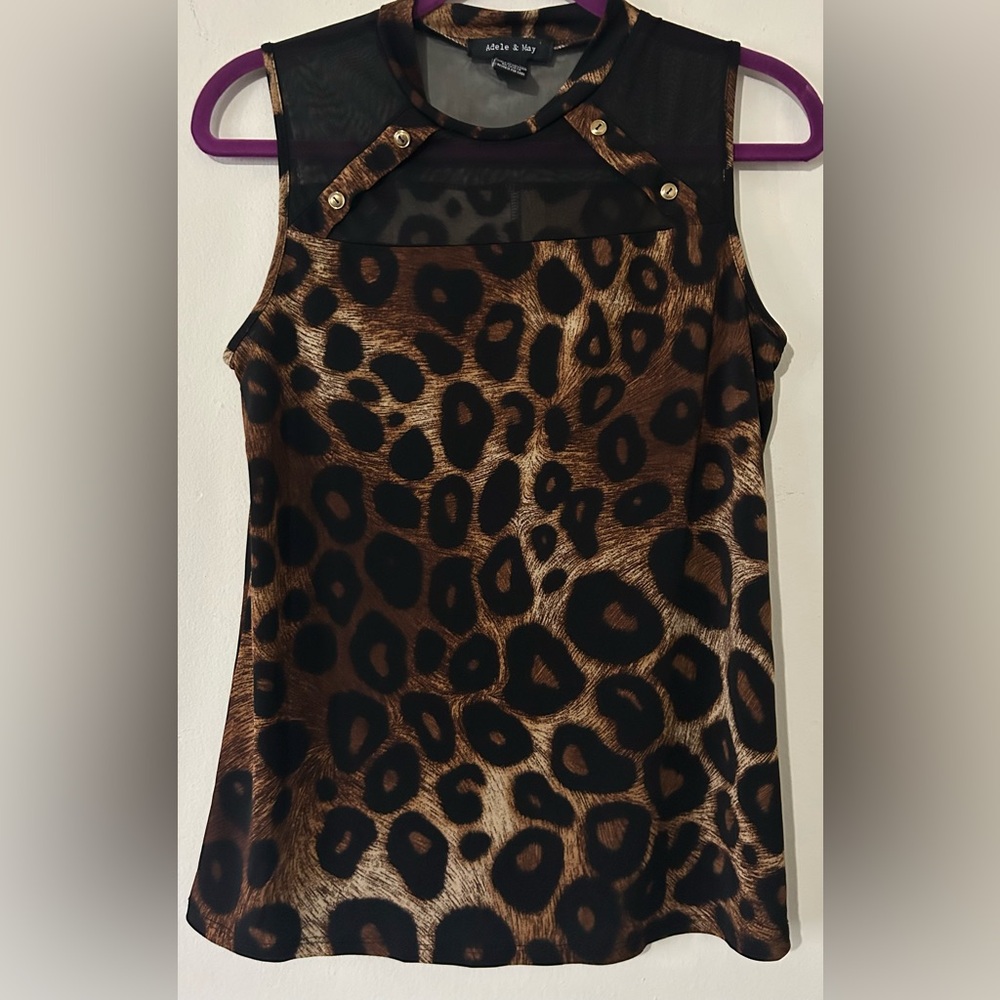 Adele & May Elegant Leopard Print Sleeveless Blou… - image 1